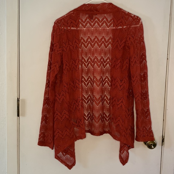 Rock & Roll Cowgirl red lace open front cardigan Size Medium - Picture 8 of 8